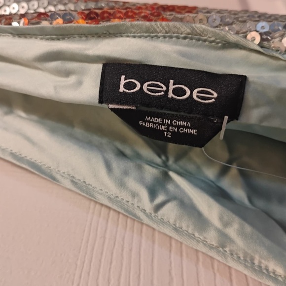 NWT Bebé Printed Sequin Jumpsuit Teal Elia Floral Stunning Classy Size 12 - Picture 7 of 12